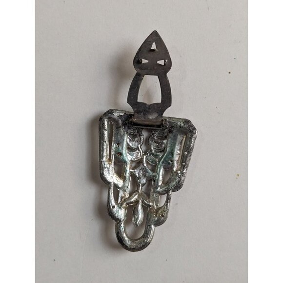 Vintage Rhodium Plate Pave Rhinestone Art Deco Fur Clip Missing Some Stones 1.5" - Picture 2 of 6